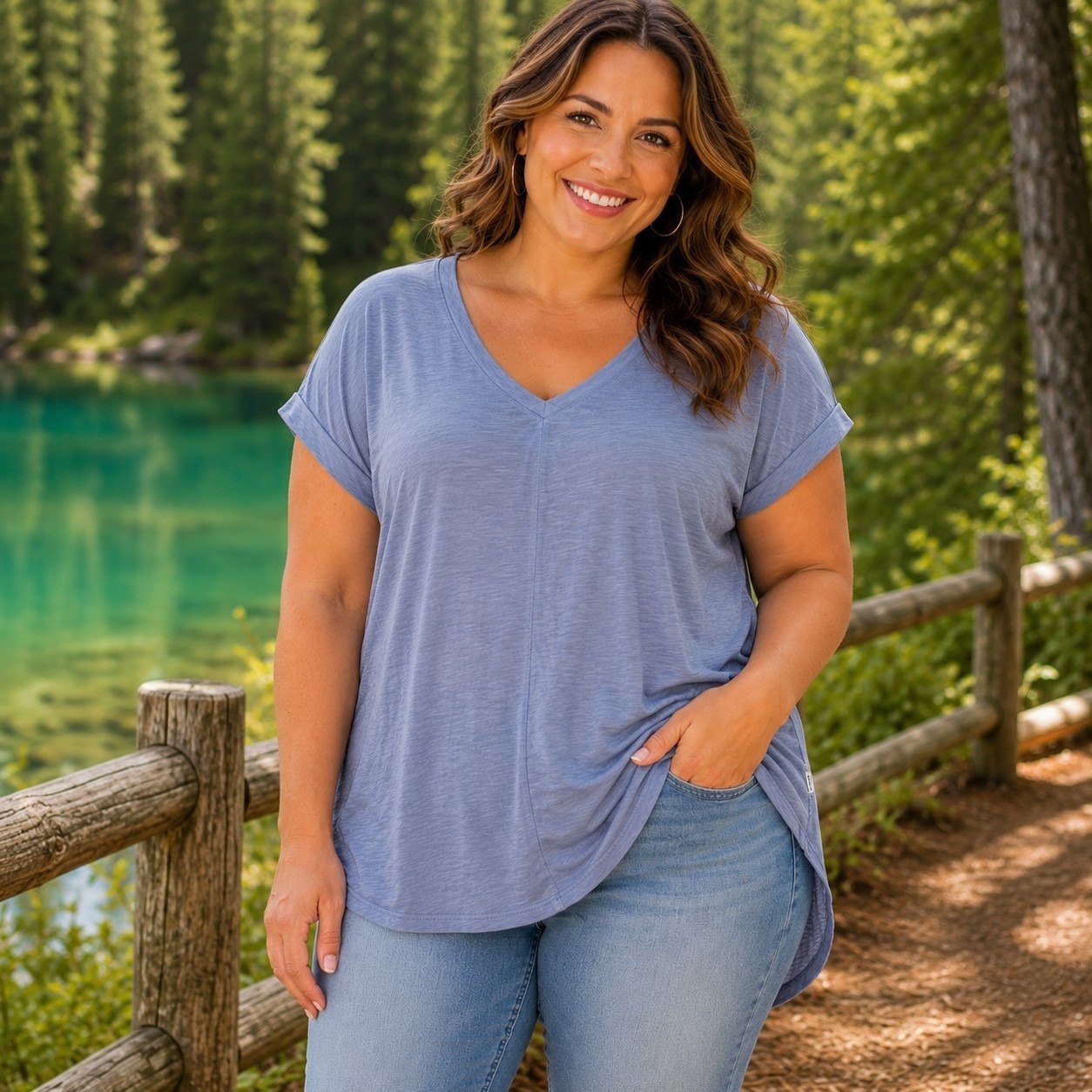 Eddie Bauer Women's Large Top V-Neck Outdoor Hiking Gorpcore Minimalist Casual